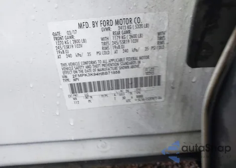 2017 Ford Edge Titanium z USA, uszkodzony, nr VIN 2FMPK3K94HBB71958